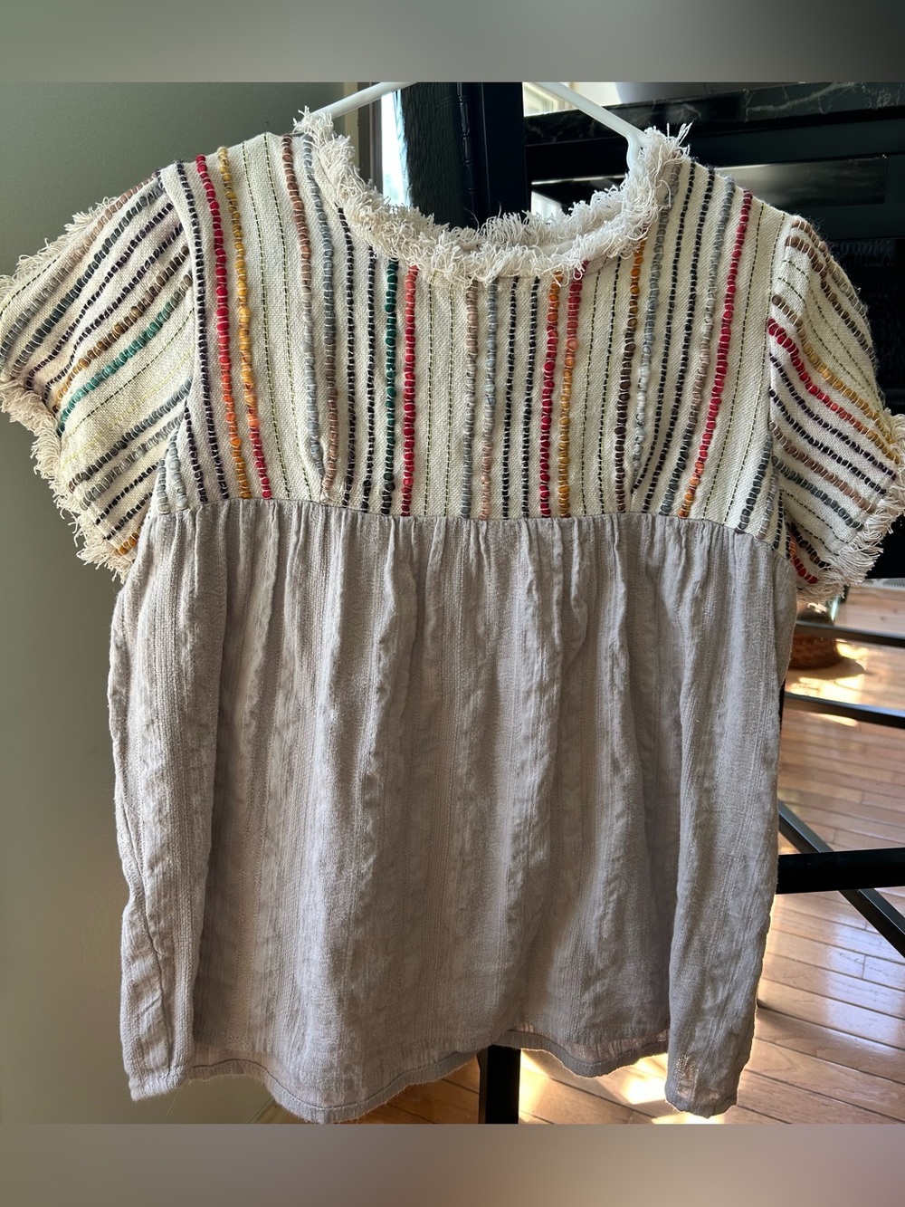 THML Boho peasant embroidered top